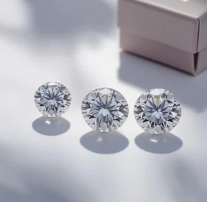 3 Pcs Lot CVD Diamond 0.09 Ct Lab Grown Round D Color 2 mm IF Clarity Certified - Picture 1 of 14