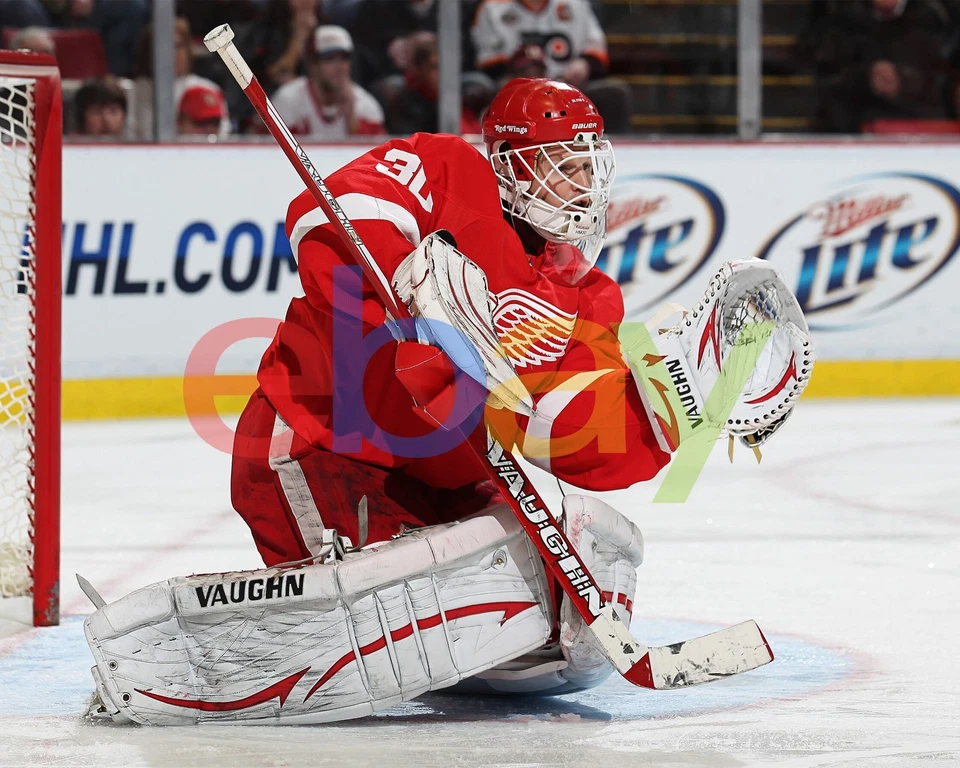 Chris Osgood Making a Save Detroit Red Wings 8x10 NHL Hockey Photo - Image 1 of 1