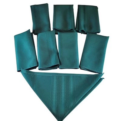 Juego de 8 servilletas de tela verde oscuro 17"x17" rayas lisas damasco mezcla de poliéster Foto 1 de 4
