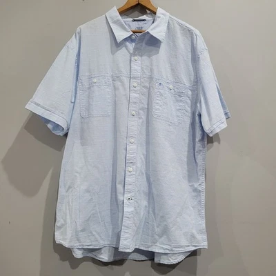 IZOD Saltwater Shirt Mens XL Light Blue Short Sleeve Button Up Collared Pocket - Image 1 of 4