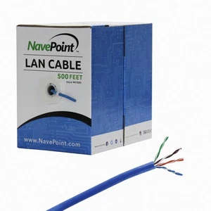 CAT5e 500FT UTP Kabel Solid 24AWG Blau Netzwerk Ethernet LAN Bulk Wire RJ45 - Bild 1 von 3