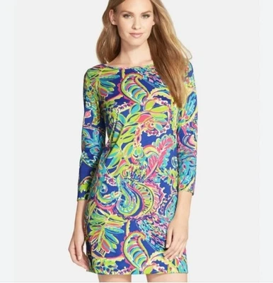 Vestido Camisa Lilly Pulitzer S Marlowe Decote Barco Tucano Brincar Tropical Pima Algodão - Imagem 1 de 4