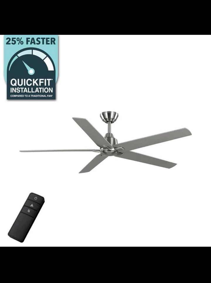 Hampton Bay Bellmore 56 in. Brushed Nickel Ceiling Fan with Remote - Image 1 of 1
