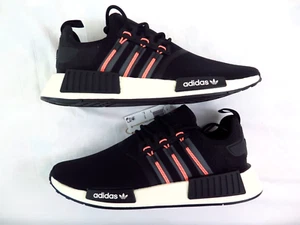 Size 11.5 ADIDAS ORIGINALS Men's NMD R1 Sneaker Shoes Black Grey Orange - Picture 1 of 12