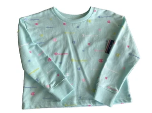 Youth Girls Champion Crew Pullover Sweatshirt Pastel All over Print XS Nwt - Picture 1 of 4