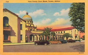 TUCSON AZ ARIZONA PIMA COURT HOUSE 1942 POSTAL DE LINO VINTAGE 100624 T - Imagen 1 de 2