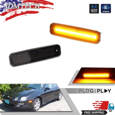 Smoked Amber LED Front Side Marker Indicator Lights For 1994-1999 Toyota Celica - Image 1 of 4