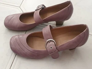 Janet D Leather Mary Jane Court Shoes Mid Heel UK6 EU39 US8 Purple Pumps Office - Picture 1 of 18