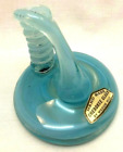 Cherokee Art Glass Hand Blown Turquoise Pen Holder By Wagon Hill With Sticker