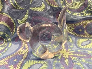 Vintage ACC handgefertigter Klarglas Kristall Katze Briefbeschwerer 6" Höhe x 6" L - Bild 1 von 5