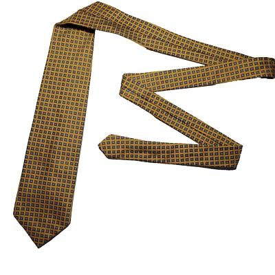 Gravata Brooks Brothers Makers masculina dourada floral 100% seda feita à mão nos EUA - Imagem 1 de 4