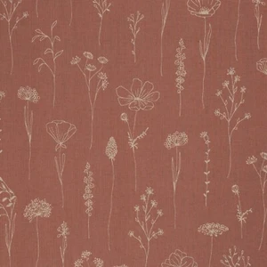 Tessuto decorativo / canvas TIGLIO, effetto lino stampato, fiori, 140 cm, rosa antico - Foto 1 di 3