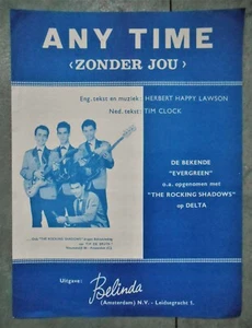 60s INDO-Rock sheet music THE ROCKING SHADOWS' Any Time by Herbert Happy Lawson - Picture 1 of 3