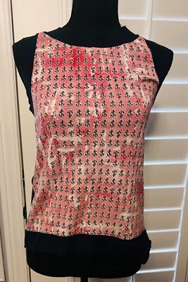 Chaleco Top Rojo Valentino Rojo, Blanco y Azul Estampado Ancla XS-S Foto 1 de 4