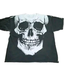 3XL VTG Skull AOP All Over Print Jumbo Graphic Halloween Horror Tshirt Rare Size - Picture 1 of 7