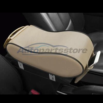 Car Center Console Box Armrest Cushion Elbow Support Heighten Pad Leather Beige - Image 1 of 4