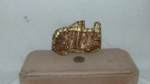 VINTAGE HANDGEFERTIGTE GÜRTELSCHNALLE AUS MESSING UND KUPFER GROSS - Bild 1 von 7