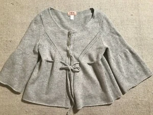 Fenn Wright Manson Women’s Sweater L Lg Gray Cardigan Blouse Top Tie Waist 299 - Picture 1 of 5