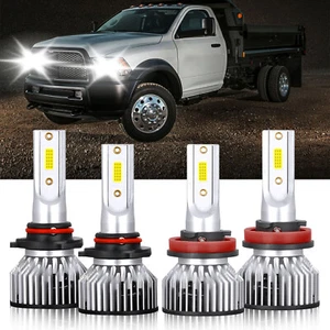 For Ram 4500 2011-2022 9005+H11 LED Headlight Bulb Combo Hi Lo Beam 6000K White - Picture 1 of 12