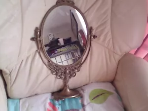 Vintage Ornate Rococo Baroque Style Brass Repro Dressing Table Swing Mirror - Picture 1 of 8