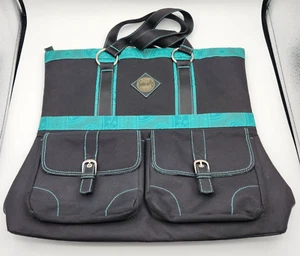 The Original Tote-ally Cool! Borsa tote On the Go nera bordo acqua artigianale cucito arte - Foto 1 di 23