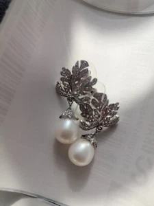 ENORMES PRECIOSOS PENDIENTES PERLAS REDONDAS MAR SUR BLANCO 9-11MM AAAA 925s - Imagen 1 de 3