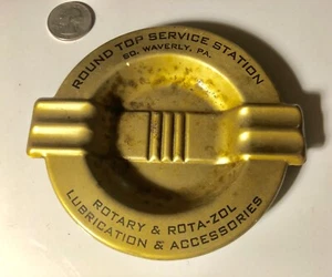Antique Gas & Oil Advertising Ashtray ROUNDTOP SERVICE WAVERLY PA. - Bild 1 von 2