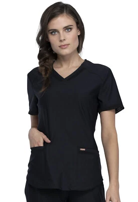 Cherokee Scrubs Form V Neck Top CK840 BLK Black Free Shipping - Image 1 of 4