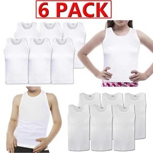 6 Pack Kids Boys Girls Vests Cotton Pastel Interlock Bow Schoolwear 2-13 Years - Picture 1 of 18