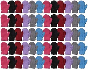 60 PACK Kids Fuzzy Mittens, Warm Soft Mitten Toddlers Children, Bulk (Assorted) - Picture 1 of 6