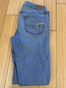 Girls Jeans Size 10 American Eagle Medium Blue Super Stretch Denim Jeggings - Picture 1 of 4