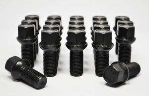 20 x Audi M14 x 1.5, 27mm Thread, Radius Wheel Bolts (Black) - Picture 1 of 2
