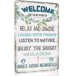 Porch Sign Outdoor Welcome Signs For Porch Welcome To Our Porch Sign Aluminum Me - Picture 1 of 7