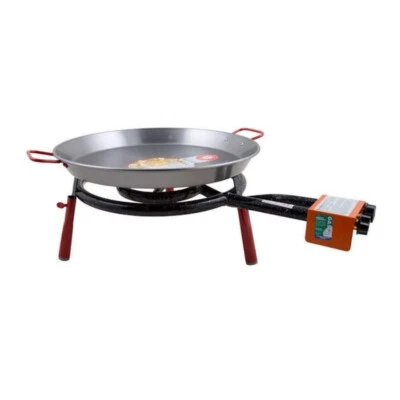 Garcima La Paella Valencia 18 Inch Carbon Steel Paella Pan with 16 Inch Burner