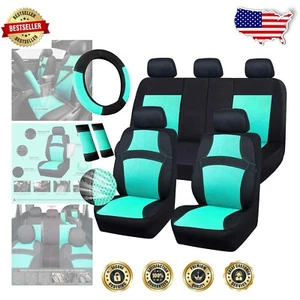 Comfortable Universal Black Mint 3D Air Mesh Car Seat Covers & Accessories Set - Picture 1 of 8