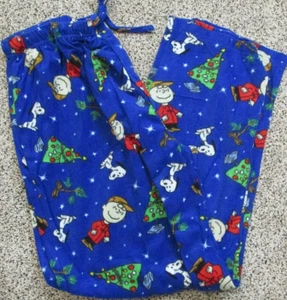 Snoopy Christmas Lounge PJ Sleep Pants Peanuts Medium New Charlie Brown Blue - Picture 1 of 1