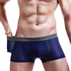 Men Mesh Boxer Briefs Sexy Pouch Breathable Underwear Shorts Trunks Size XXL