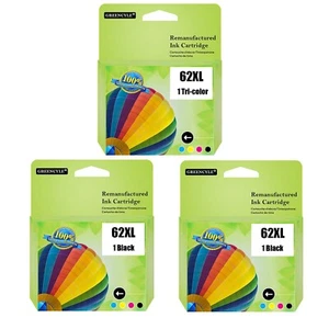 3 Stück 62XL Tinte für HP 62 XL 62XL Officejet 5740 5741 8040 8045 ENVY 5543 5544 5548 - Bild 1 von 10