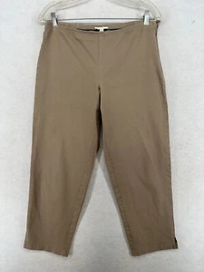 EILEEN FISHER Pants M Tapered Ankle Organic Cotton Stretch Twill Side Zip Brown - Picture 1 of 18