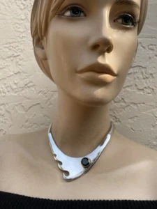 VINTAGE 70er MEXIKO STERLINGSILBER MODERNIST OFFENES HALSBAND HALSKETTE 57 gr - Bild 1 von 6