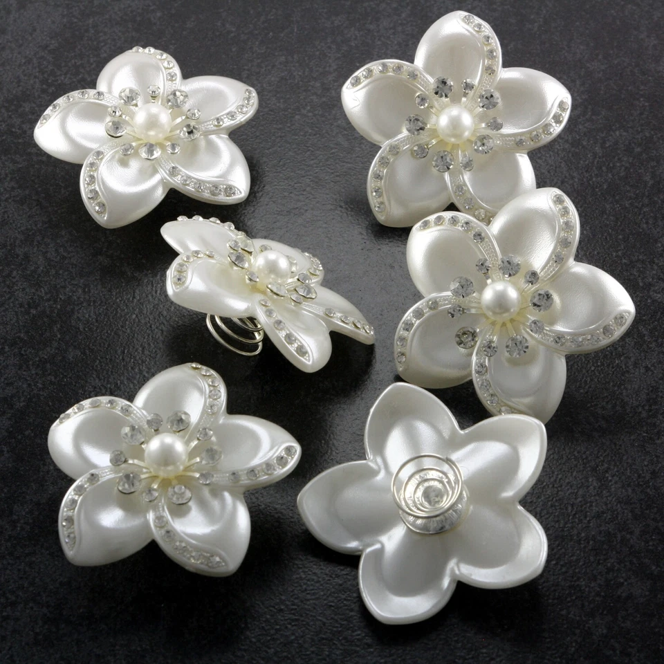 Große Curlies Haar Schmuck Stecker Spange Hochzeit Kommunion Blume Brautfrisur - Bild 1 von 1