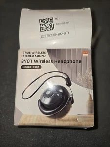 BY01 Wireless Headphone Black, Over The Ear Style, Wireless Stereo Sound Boxed - Picture 1 of 8