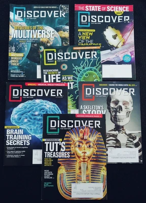 DISCOVER Magazines: Lot of 6- 2023 FULL YEAR -King Tut, Brain Training, Bill Nye - Image 1 of 4