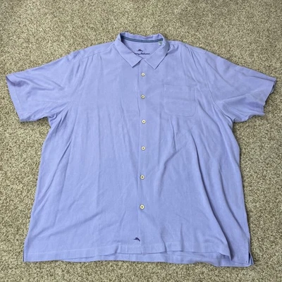 Tommy Bahama Men's 100% Silk Button Up Shirt Size 3XLT Purple Floral Pattern - Image 1 of 4
