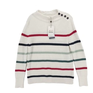 BARBOUR Shoreward Knit Cloud Sweater Coastal Collection White Stripe US 8 - Picture 1 of 9