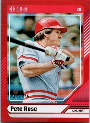 Tarjeta 2024 Pete Rose Panini Donruss #64 lámina roja #D/275 SP CHARLIE HUSTLE REDS Foto 1 de 2