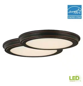 Commercial Electric 13 in. Oil Rubbed Bronze CCT LED Flush Mount Light (2-Pack) - Picture 1 of 10