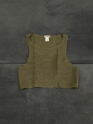 Sexy Camiseta sin Mangas Avant Garde Y2K Estilo Militar Malla Envejecida Tejida Talla M  Foto 1 de 4