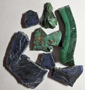 Blue Green Lapidary Slabs Malachite Sodalite Chrysocolla 132 Grams - Picture 1 of 11