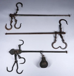 3 antike 19.Jh. Stahl Hof Hängebalken Waage - Bild 1 von 11